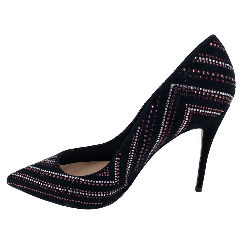 Aldo Black Pointed Toe Crystal Embellished Stiletto Heels